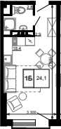 Студия квартира, 24.1 м² в ЖК Гостиничный комплекс Мореград — фото 2