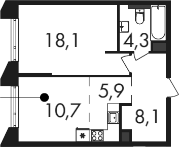 2-комн., 47.1 м², 5/19 этаж, ЖК «Петровский Парк II»