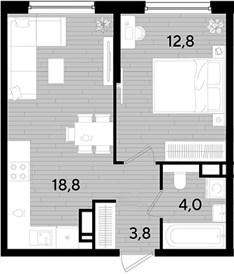 1-комн. квартира, 39.4 м² в ЖК DОГМА ПАРК — фото 2