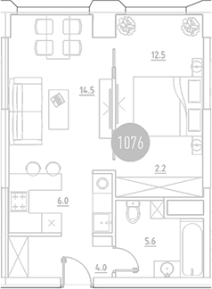 2-комн., 44.8 м², 2/29 этаж, ЖК «ВЭРИ на Ботанической»