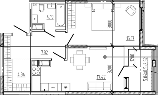 2-комн. квартира, 48.99 м² в ЖК Моренуар — фото 2