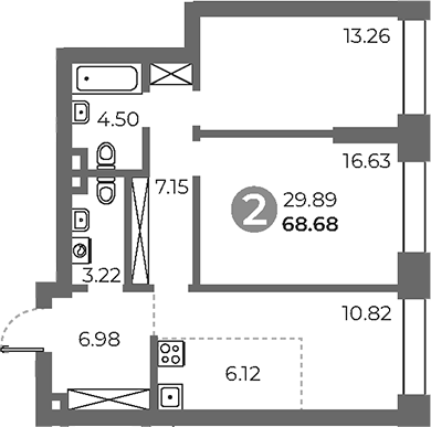 3-комн., 68.68 м², 11/24 этаж, ЖК «Павелецкая от Гранель»