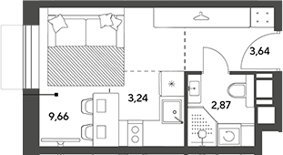 Студия, 19.41 м², 14/15 этаж, ЖК «Публицист»