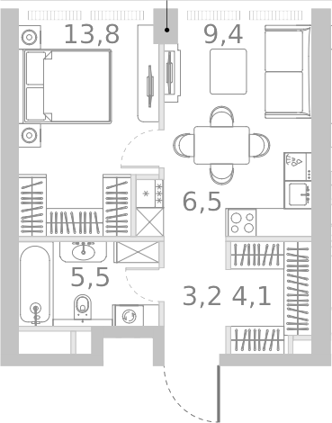 2-комн., 42.5 м², 4/45 этаж, ЖК «Ривер Парк Кутузовский»