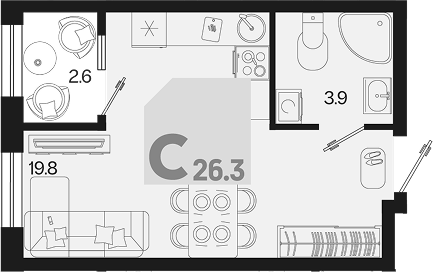 Студия квартира, 23.7 м² в ЖК Первое место — фото 2
