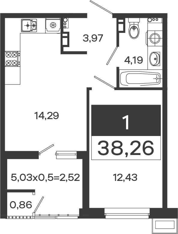 1-комн. квартира, 35.74 м² в ЖК Образцово — фото 2