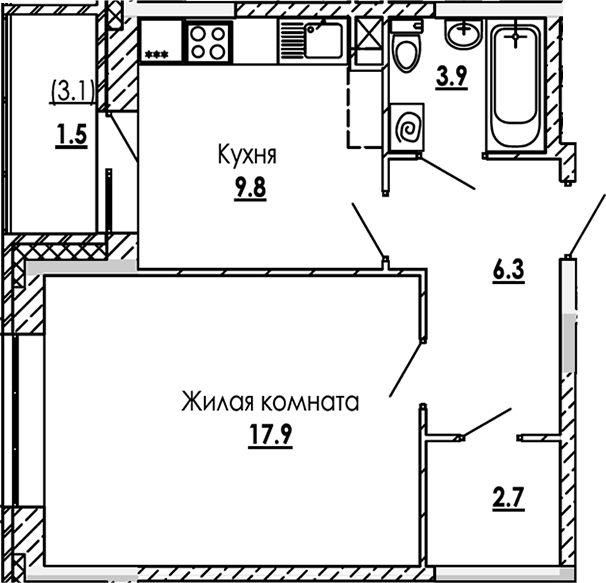 1-комн. Малиново