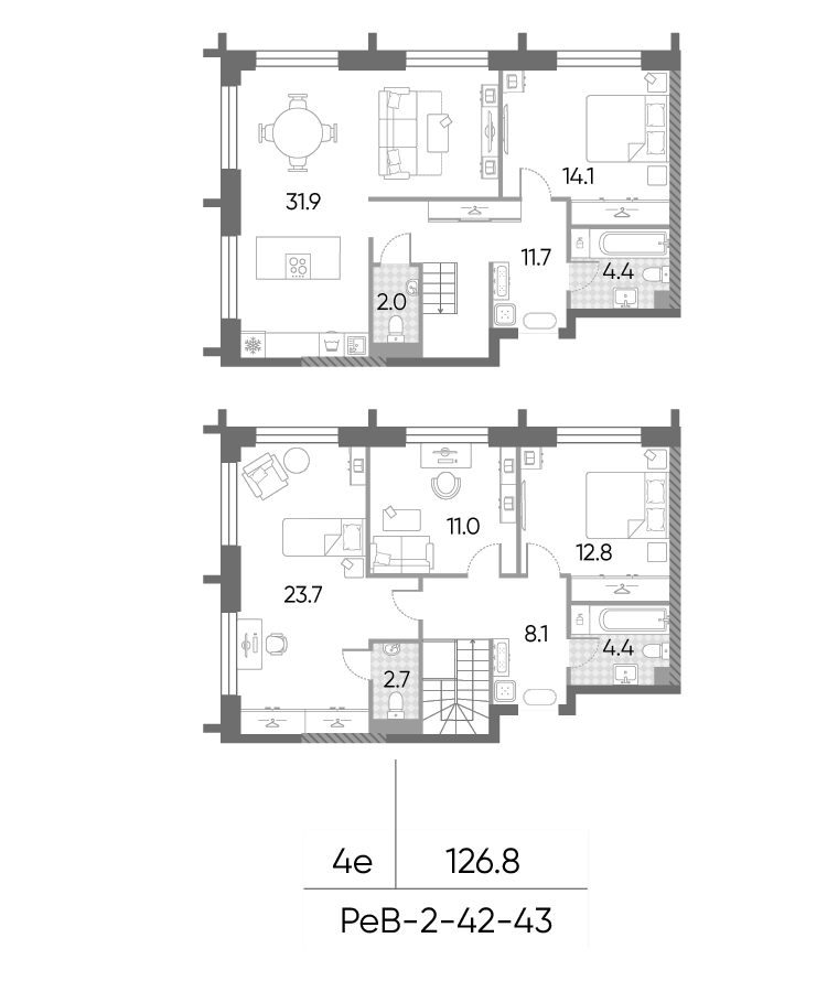 4+ комнаты, 126.8 м², 42/43 этаж, ЖК «ЗилАрт»