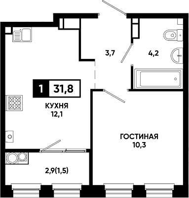 1-комн. Резиденция Софи