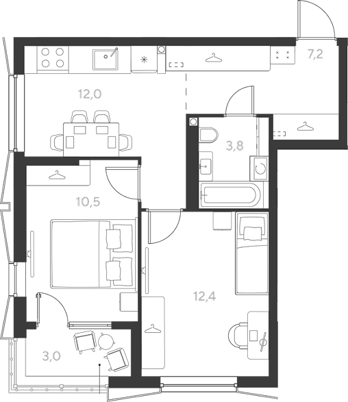 2-комн., 47.4 м², 2/9 этаж, ЖК «Ридз»