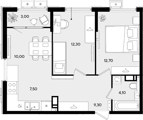 3-комн. квартира, 55.9 м² в ЖК Порто-Ново — фото 2