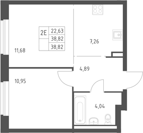2-комн., 38.82 м², 11/17 этаж, ЖК «Горки Парк»