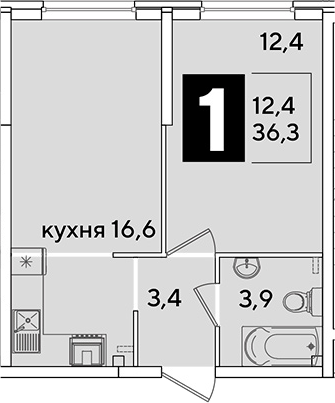 2-комн. квартира, 36.3 м² в ЖК Самолет — фото 2