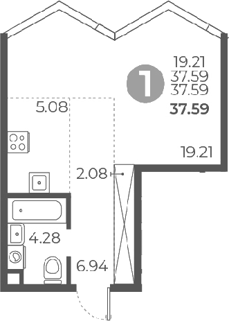 Студия, 37.59 м², 13/27 этаж, ЖК «Мневники от Гранель»