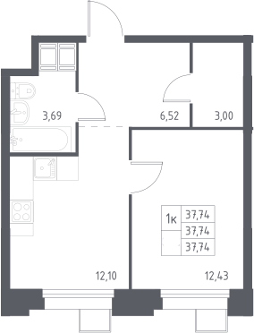 1-комн., 37.74 м², 13/23 этаж, ЖК «Тропарево Парк»