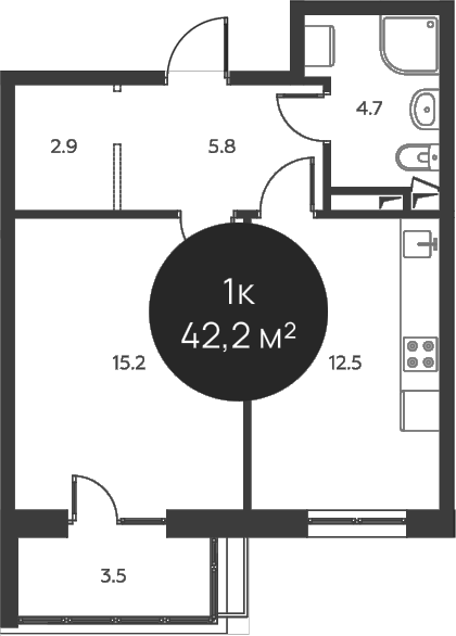 1-комн., 41.1 м², 3/3 этаж, ЖК «Павлово 3»