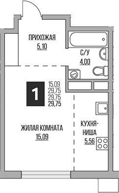 Студия, 29.75 м², 3/14 этаж, ЖК «Гранель Притяжение Сити»