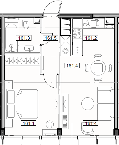 2-комн., 43.99 м², 51/55 этаж, ЖК «Мод»