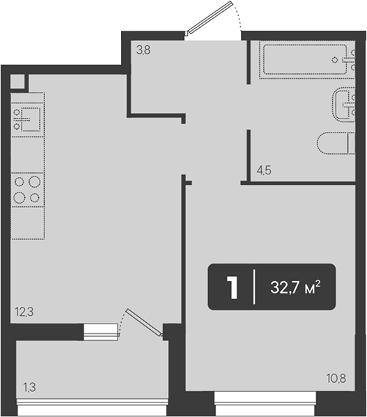 1-комн. квартира, 31.4 м² в ЖК Архитектор. ГК ЮгСтройИнвест — фото 2