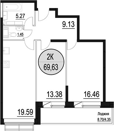 3-комн., 65.28 м², 16/17 этаж, ЖК «Солнечный Парк»