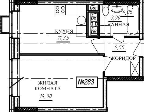1-комн., 33.8 м², 16/16 этаж, ЖК «Краснофлотский»