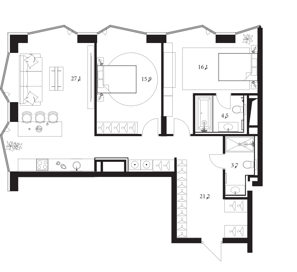 3-комн. A. Residence