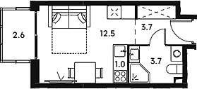 Студия, 20.9 м², 19/23 этаж, ЖК «Аквилон Сигнал»
