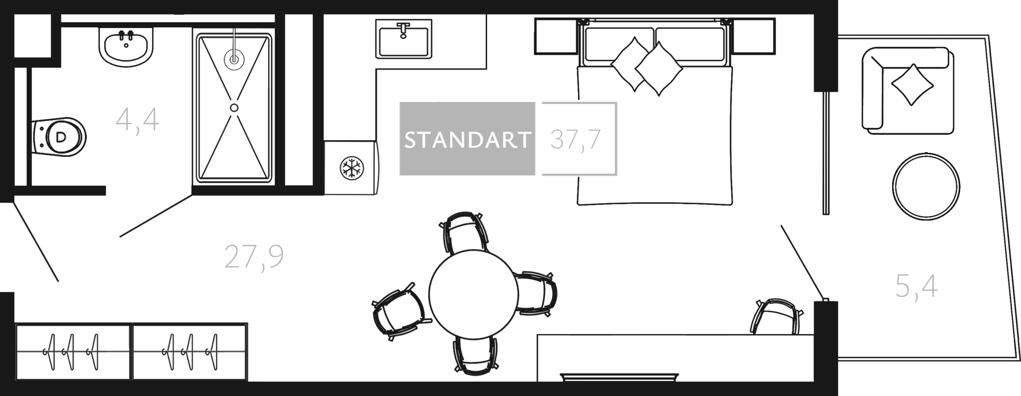Студия, 32.3 м², 4/4 этаж, ЖК «Палаццо Де Агой»