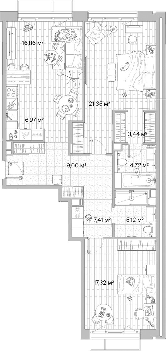 3-комн., 92.19 м², 6/6 этаж, ЖК «МЫС»