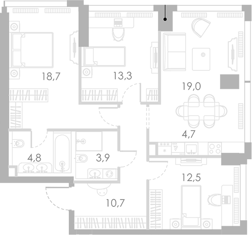 4+ комнаты, 87.6 м², 4/46 этаж, ЖК «Ривер Парк Кутузовский»