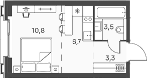 Студия, 24.3 м², 12/29 этаж, ЖК «Портленд»