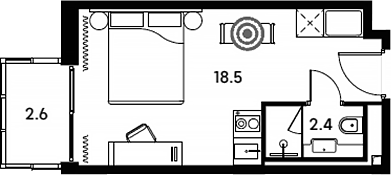 Студия, 20.9 м², 21/23 этаж, ЖК «Аквилон Сигнал»