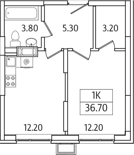 1-комн., 36.7 м², 20/21 этаж, ЖК «Видный Берег 2.0»