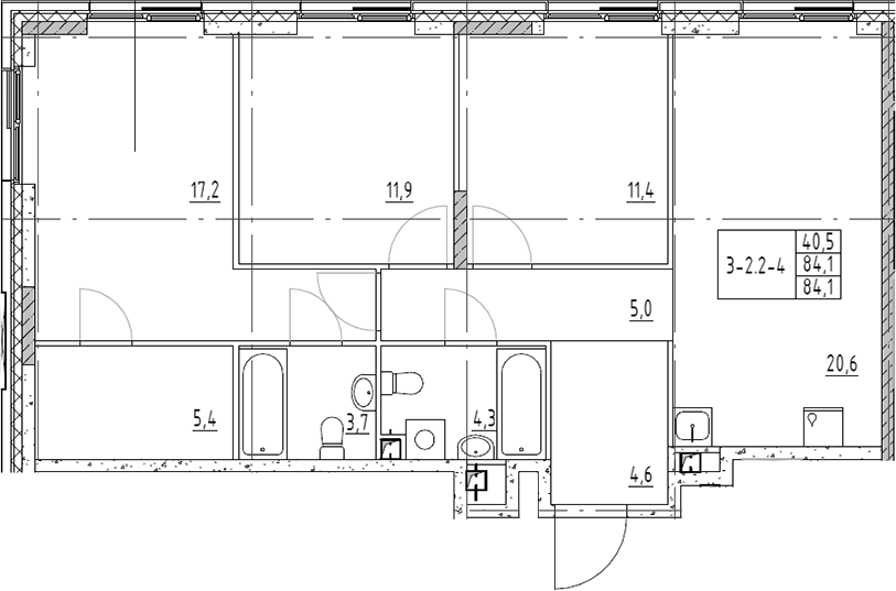4+ комнаты, 84.1 м², 8/19 этаж, ЖК «Шагал»