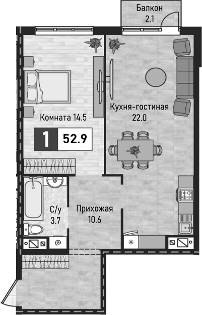 2-комн. Живописный