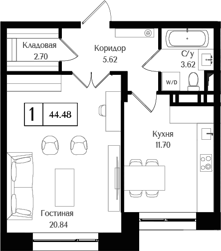 1-комн. Преображенская площадь
