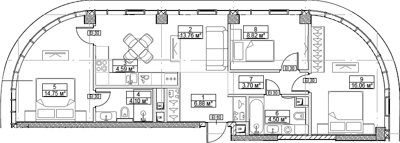 4+ комнаты, 77.16 м², 27/49 этаж, ЖК «Сити Бэй»