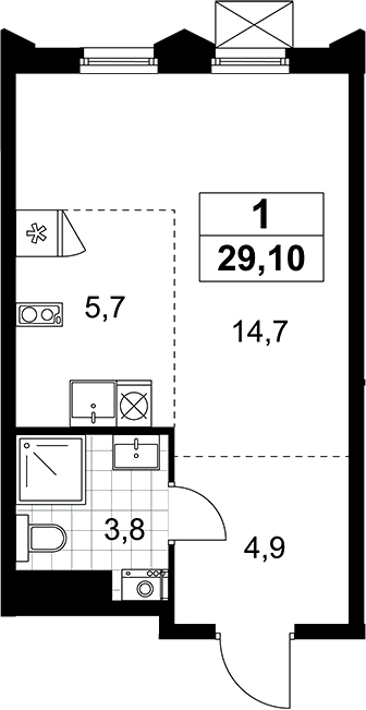 Студия, 29.1 м², 14/16 этаж, ЖК «Деснаречье»