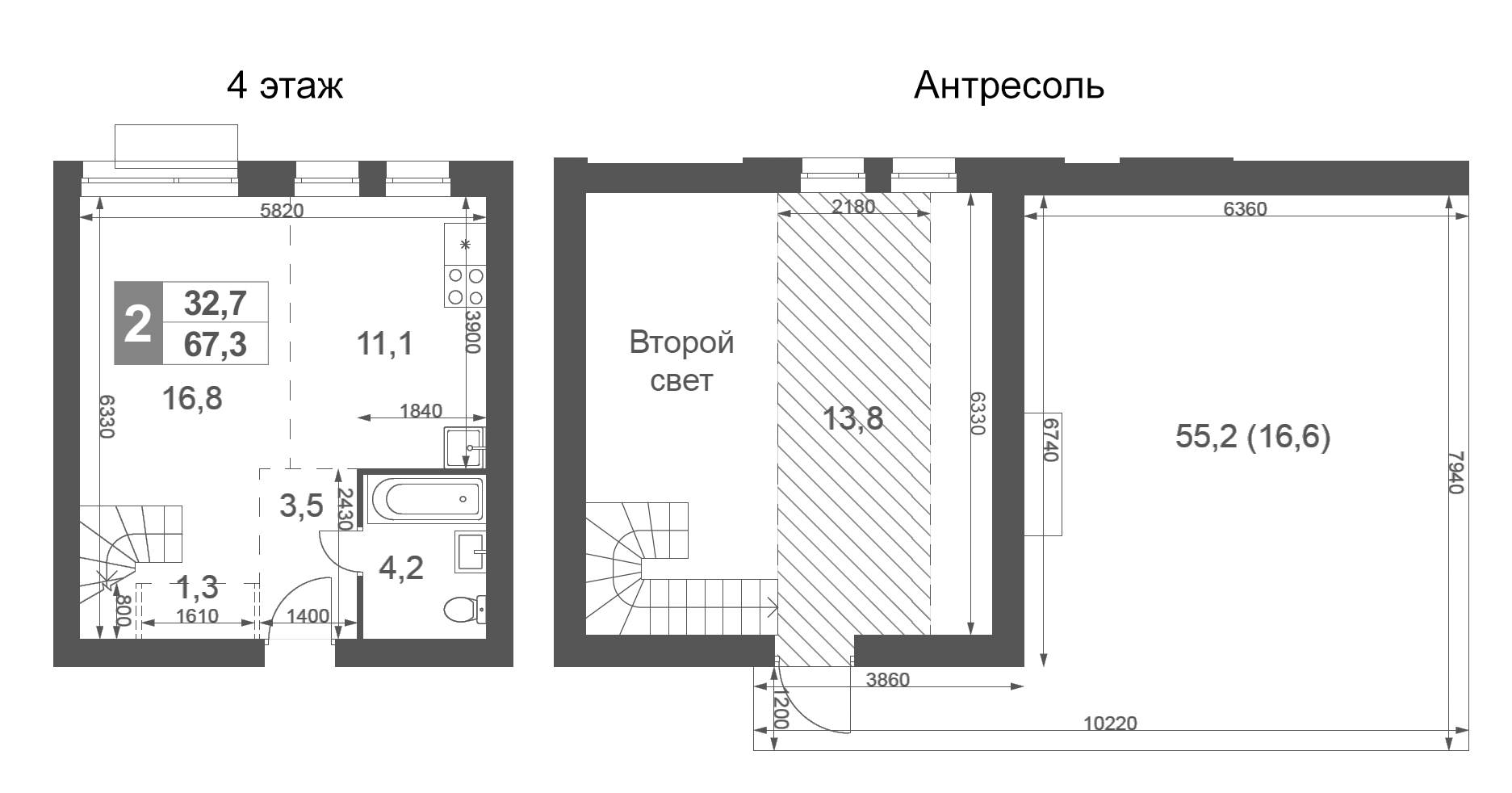 2-комн., 50.7 м², 4/4 этаж, ЖК «Дубровицы Клаб»