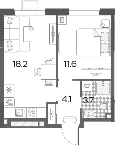 2-комн., 37.6 м², 20/20 этаж, ЖК «Лучи»
