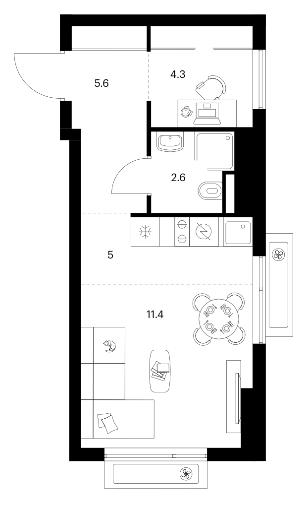 Студия, 28.9 м², 15/17 этаж, ЖК «Белая Дача парк»