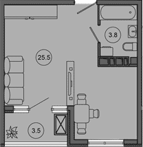 Студия квартира, 29.3 м² в ЖК Гостиничный комплекс GREENMONT — фото 2