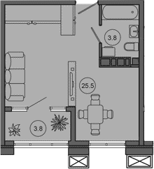 Студия квартира, 29.3 м² в ЖК Гостиничный комплекс GREENMONT — фото 3