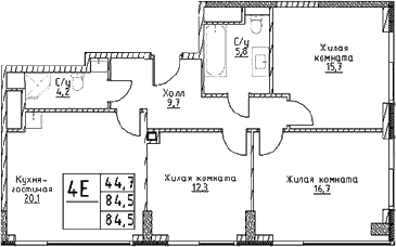 4+ комнаты, 84.5 м², 20/29 этаж, ЖК «Наметкин Тауэр»