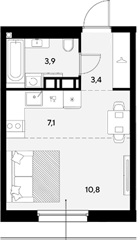 Студия, 25.2 м², 7/9 этаж, ЖК «Грейд»