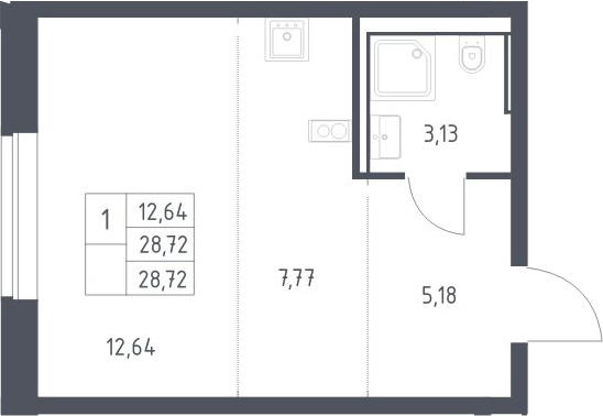 Студия, 28.72 м², 2/10 этаж, ЖК «Литературный Квартал»