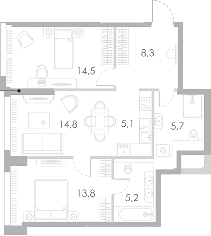 3-комн., 67.4 м², 25/46 этаж, ЖК «Ривер Парк Кутузовский»