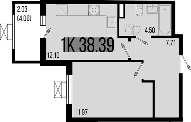 1-комн. квартира, 36.36 м² в ЖК Цветной бульвар — фото 2