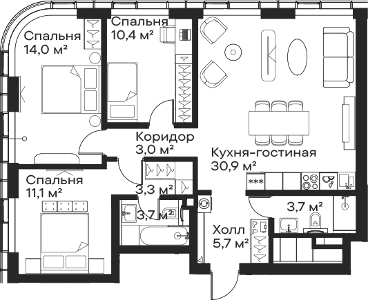 4-комн. Сити Бэй