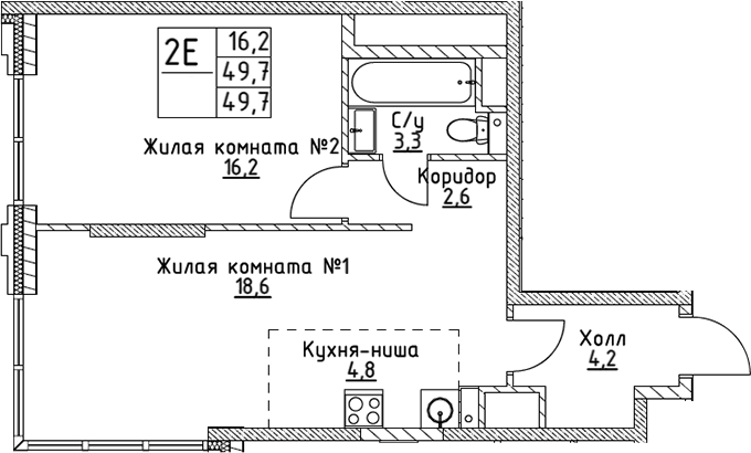2-комн. ВЭРИ на Миклухо-Маклая
